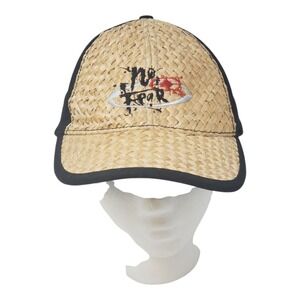 No Fear Worldwide Straw Baseball Cap Hat Mens Black Tan Woven Y2K Skate Surf